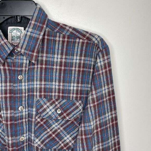 KEYSTONE CASUALS Men Plaid Heavyweight Flannel Button-Up Shirt Sz L Blue Shacket - Picture 2 of 7